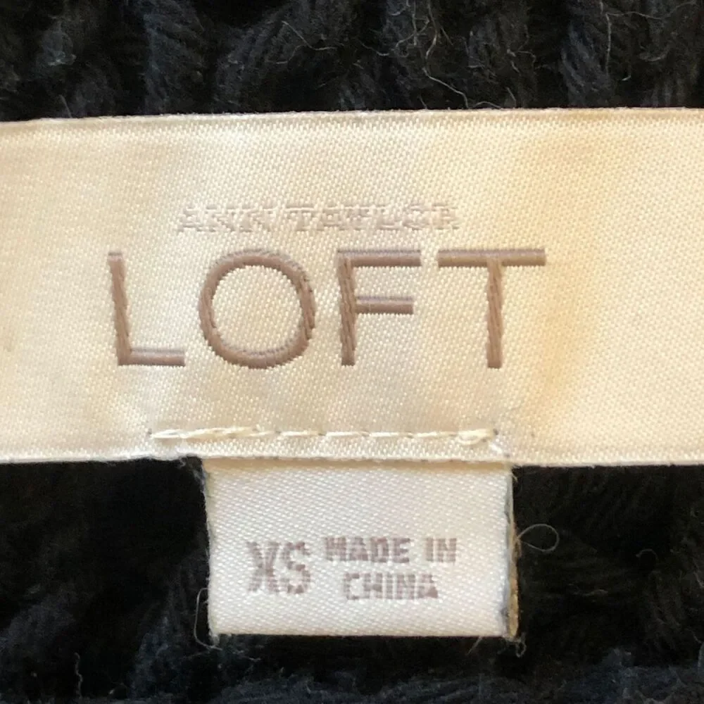 LOFT Black Cream Stripe Pullover Sweater Women's XS